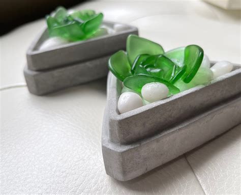 Sea Glass Succulents One Beach Glass Succulent In A Triangle Etsy