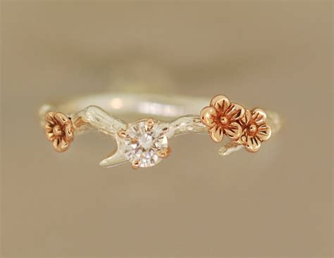 For Ian engagement ring, alternative engagement ring, twig engagement ring, cherry blossom ring ...