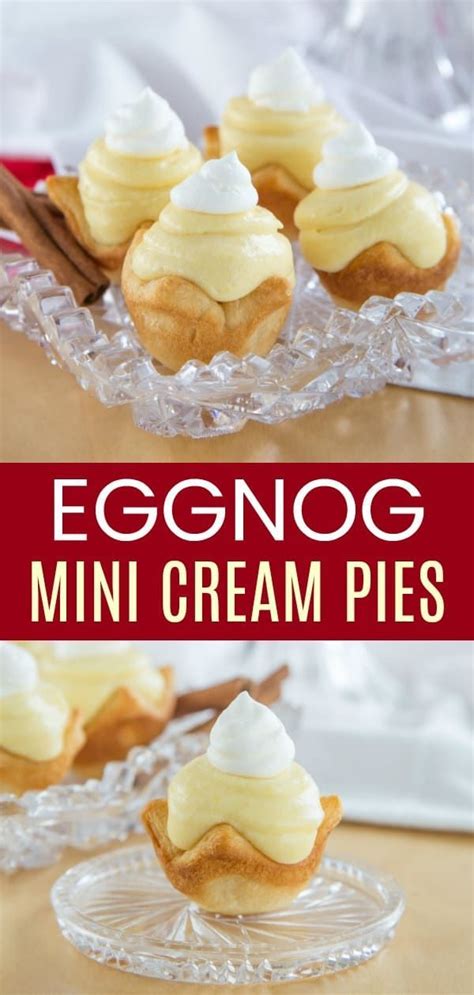 See more ideas about christmas desserts, dessert recipes, christmas food desserts. Mini Eggnog Cream Pies - an easy Christmas dessert recipe with a favorite holiday flavor and ...