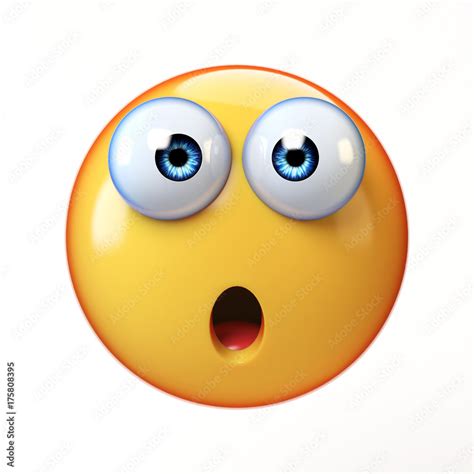 Surprised Emoji Isolated On White Background Shocked Emoticon 3d