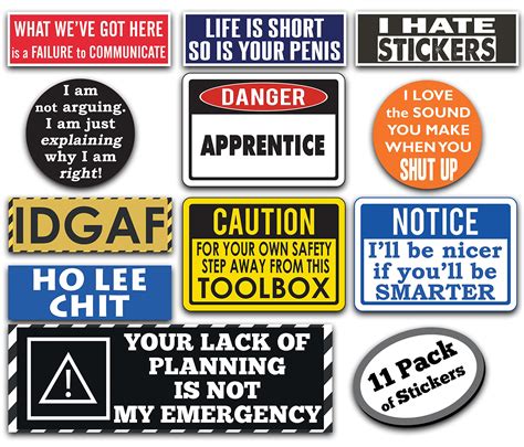 Buy 11 Pack Of Funny Hard Hat Stickers These Vinyl Decals Are Awesome