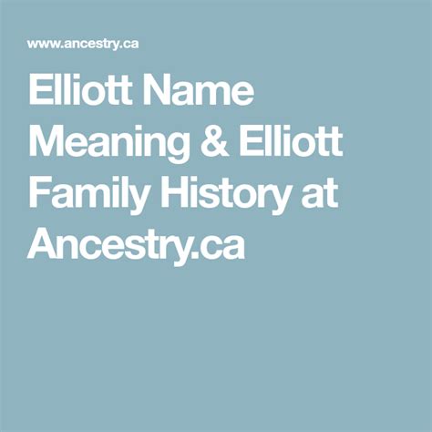 She has been married to david james elliott since october 8, 1992. Elliott Name Meaning & Elliott Family History at Ancestry ...