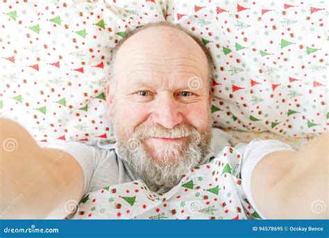 Smiling Handsome Elderly Man Stock Image Image Of Cozy Bedroom