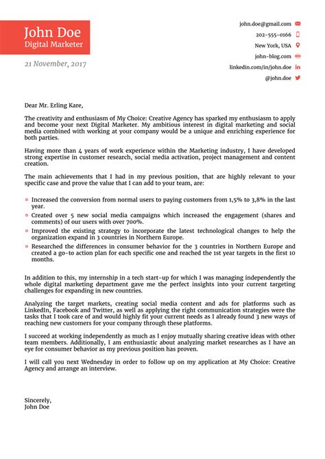 Cover Letter Template Professional Job Cover Letter