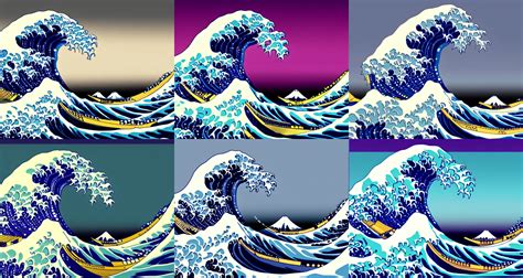 The Great Wave Off Kanagawa Synthwave Low Polygon Stable Diffusion