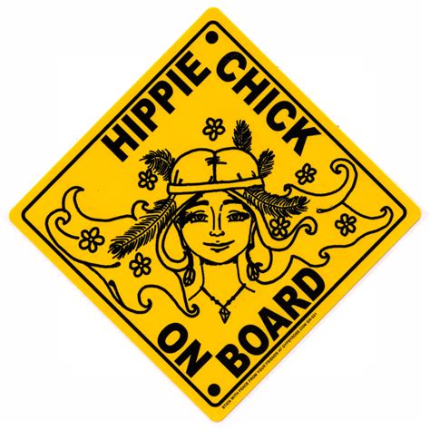 Hippie Chick On Board Bumper Sticker Decal Or Magnet Peace