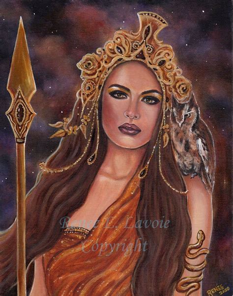 Love Painting Acrylic Painting Athena Greek Goddess Goddess Art Athena Owl Original