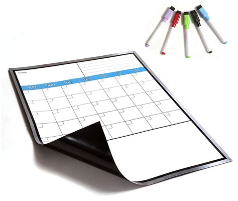 Large Magnetic Dry Erase Calendar With Artificial Stainless Steel Frame