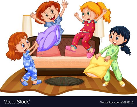 Many Girls At Slumber Party Royalty Free Vector Image Sponsored