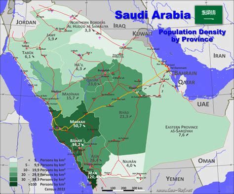 Map Saudi Arabia Popultion Density By Administrative Division