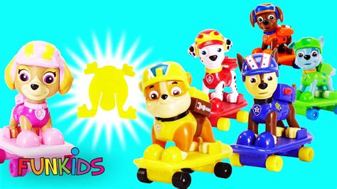 Paw Patrol Pups Ride Skateboards Races And Do Tricks Then Play Hide And