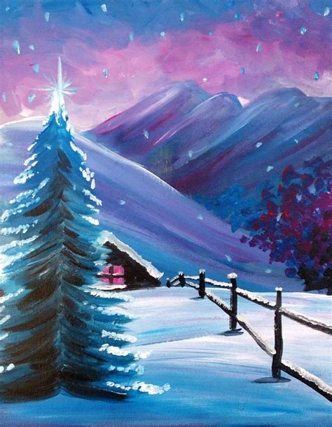 Painting And Drawing Painting Snow Holiday Painting Easy Canvas