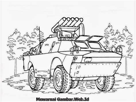 Gambar Sketsa Mewarnai Gambar Mobil Kendaraan Tempur Tank Tenk Di