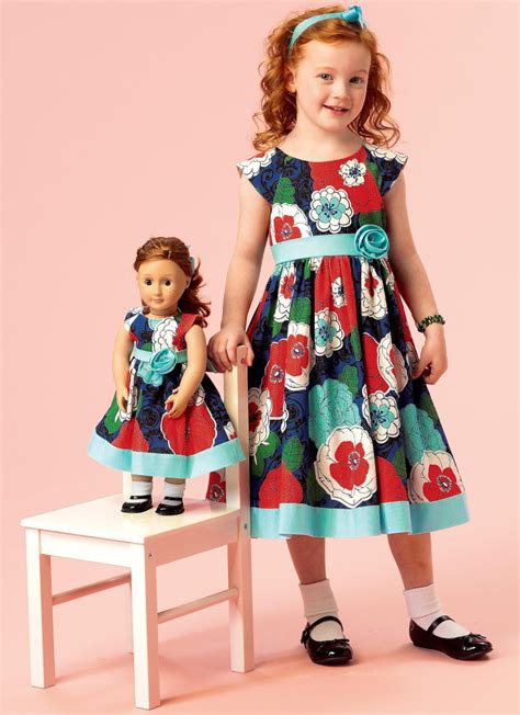 M6875 Childrensgirls18 Dolls Matching Raglan Dresses Textillia