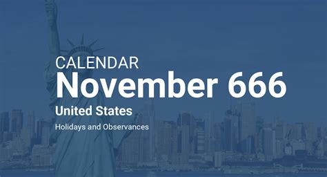 November 666 Calendar United States