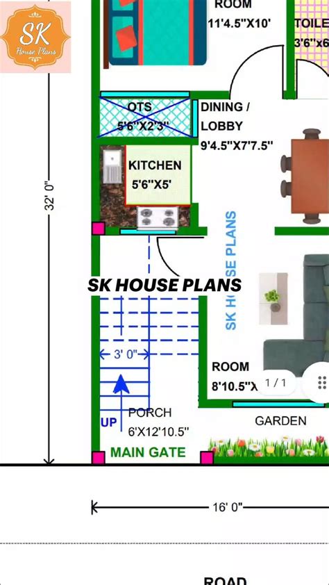 House Plan 16 X 32 Sk House Plans Small House Design How To