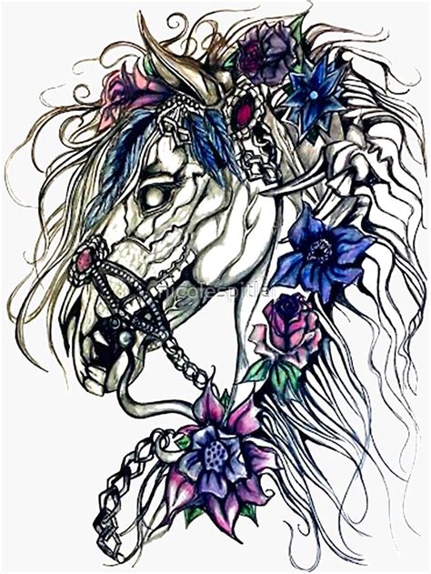 Sugar Skull Horse Design Horse Skeleton Sticker By Nicolespitler