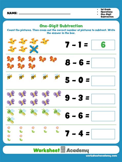 Subtraction Worksheets 1st Grade Printable