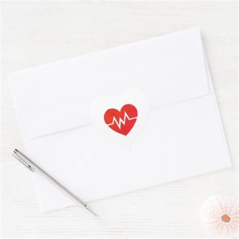 Red Medical Ekg Heart Stickers Zazzle