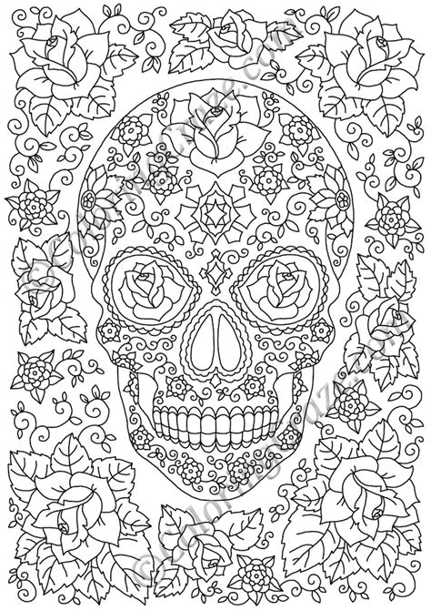 Day of the Dead Coloring Page 11 DIGITAL printable PDF Illustration