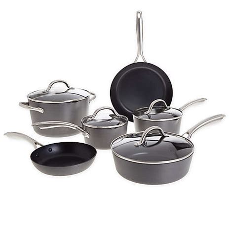 our table nonstick hard anodized aluminum 10 piece cookware set shlomit and avi s wedding registry