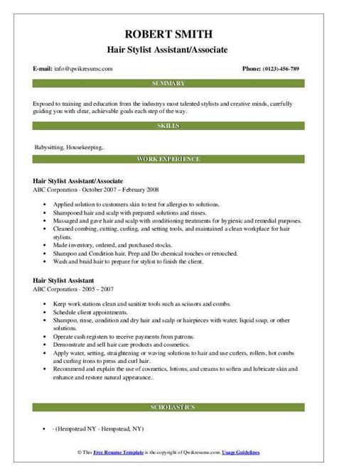 Hair Stylist Assistant Resume Samples Qwikresume