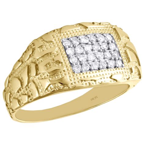 Jfl Diamonds And Timepieces 10k Yellow Gold Mens Round Diamond Nugget