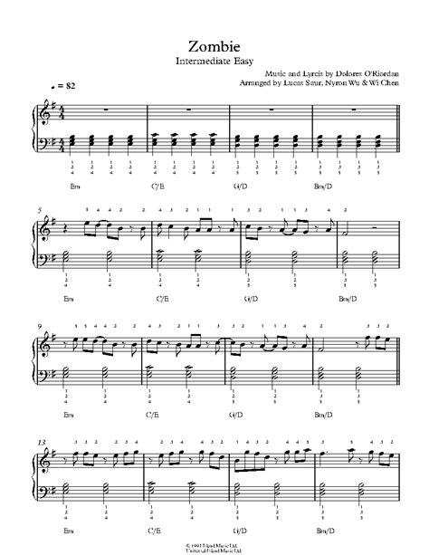 Zombie Partitura Piano The Cranberries Zombie Sheet Music Easy