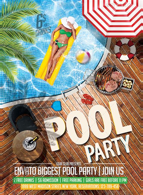 Pool Party Psd Flyer Template Free Download Vector St