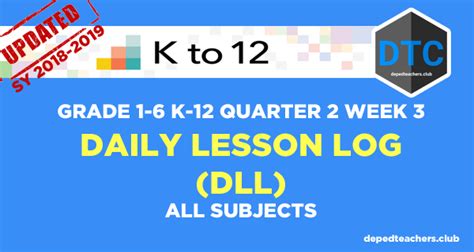 Daily Lesson Log Dll Q Week Grade All Subjects Deped Teacher My Xxx