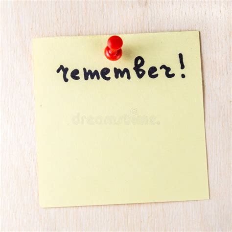 Remember Note On Paper Post It Stock Image Image Of Desk Motivation