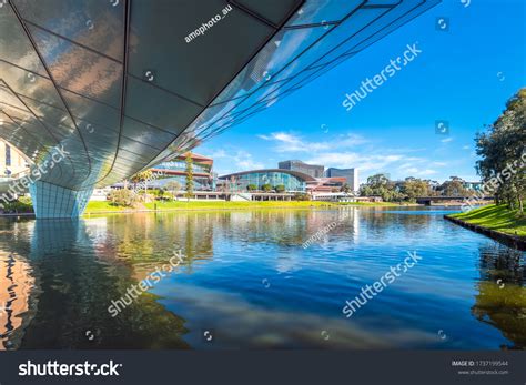 Adelaide City Riverbank Viewed Under Bridge Stock Photo 1737199544