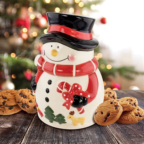 Snowman Holiday Ceramic Cookie Jar Kovot