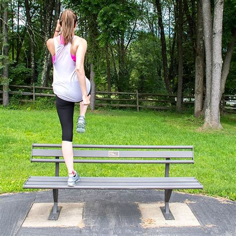 park bench workout word on the streetscape