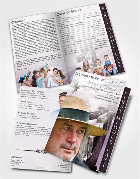 2 Page Graduated Step Fold Funeral Program Template Brochure Evening