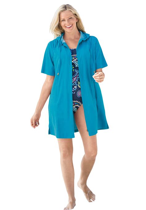 Swimsuitsforall Swimsuits For All Womens Plus Size Hooded Terry Swim