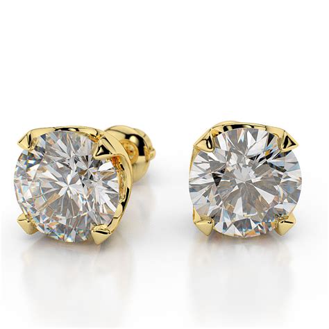 Carat Solitaire Diamond Stud Earrings Round Cut F Vs K White Gold