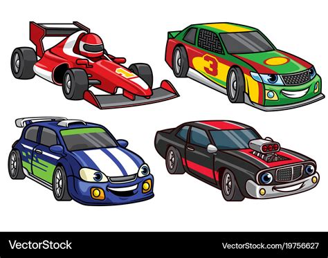 Cartoon Sport Racing Car In Set Royalty Free Vector Image