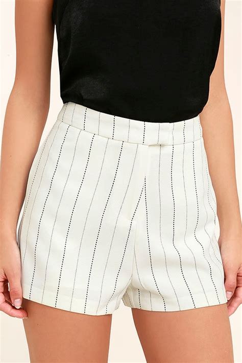 cool black and white striped shorts high waisted shorts woven shorts 49 00 lulus
