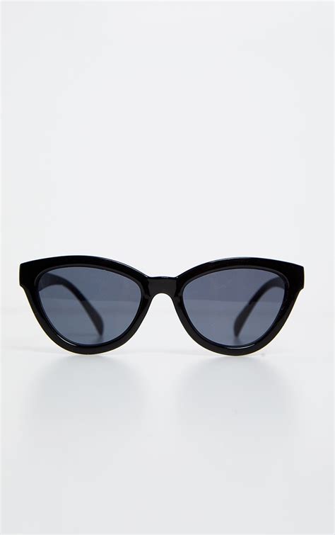 black shiny oversized cat eye frame sunglasses prettylittlething aus