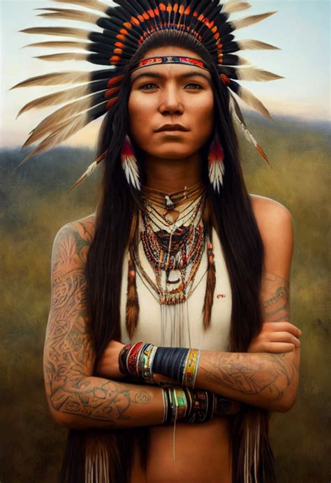 Portrait Of Beautiful Native American Woman Standing Midjourney Openart