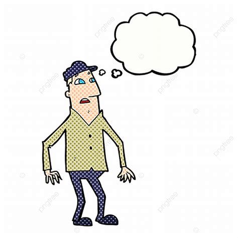 Cartoon Shocked Man With Thought Bubble Happy Rough Character Png