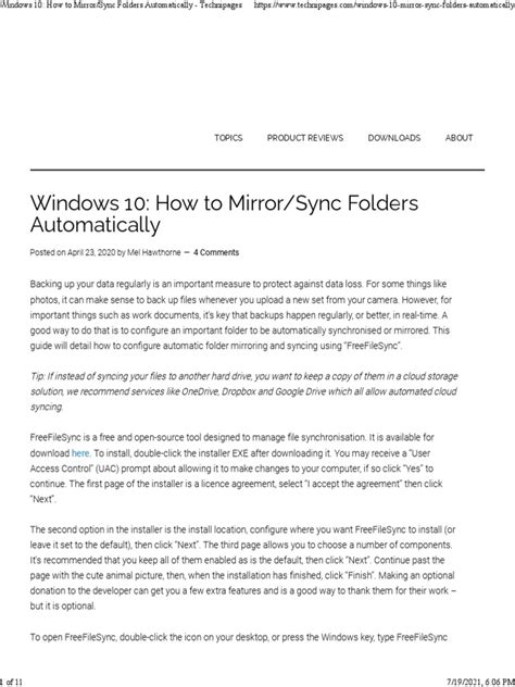 Windows 10 How To Mirror Sync Folders Automatically Technipages Pdf