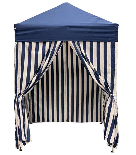 Just Relax Patio Pop Up Striped Cabana Tent Navy White 5x5 Feet