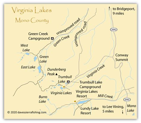 Virginia Lakes Fishing Map Eastern Sierra Fishing Maps