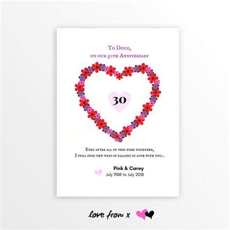30th Anniversary Heart Print Even After All This Time Poem 30 Years