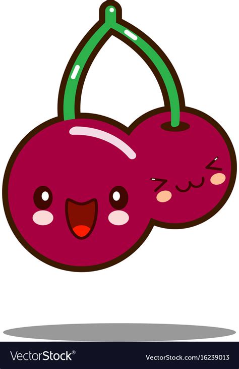 Cherry Cartoon Character Icon Kawaii Flat Design Vector Image
