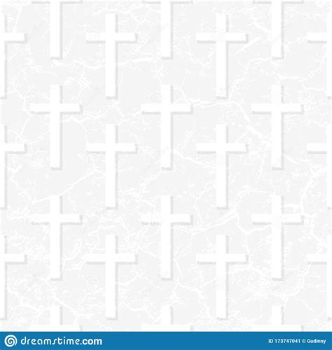 White Cross Seamless Pattern With Stone Effect Stock Vector