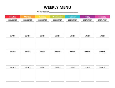 Weekly Meal Planner Template Word Sample Professional Template