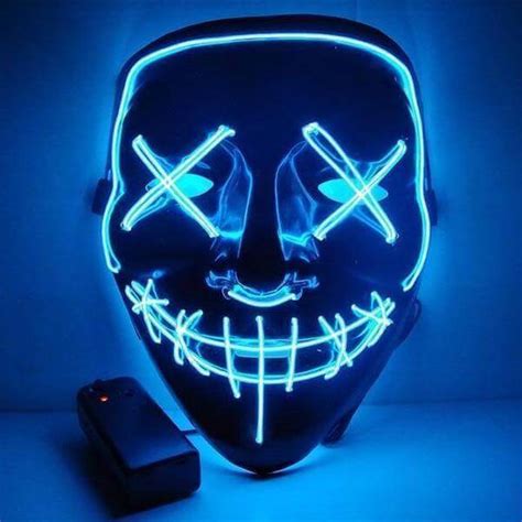 The Purge Led Cross Eye Light Up Mask Blue Perth Hurly Burly Hurly